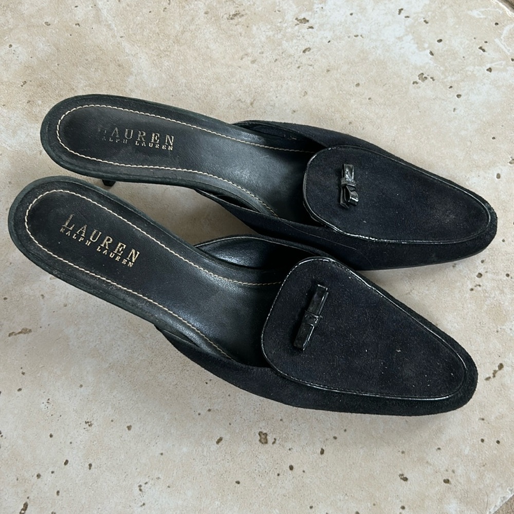 Lauren by Ralph Lauren black suede mules - slides 9B
